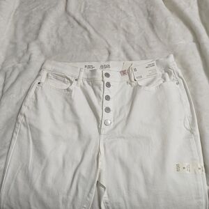a.n.a Women's High-Rise White Button-Fly Jeans